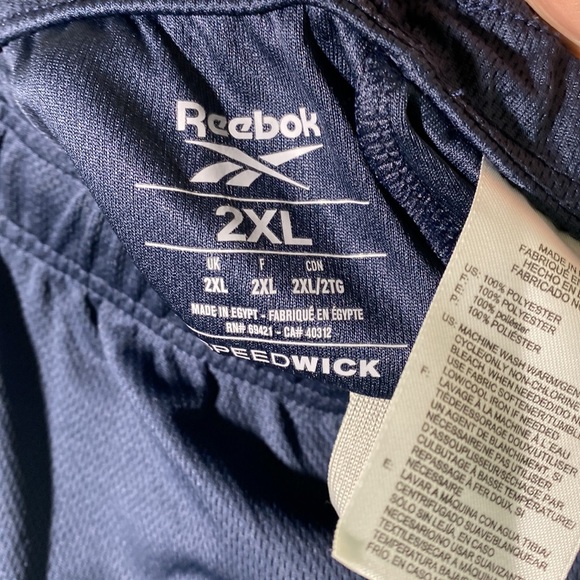 Reebok Men's Athletic Gym Shorts Blue 2XL AntiMicrobial Pockets Drawstring - Picture 6 of 9